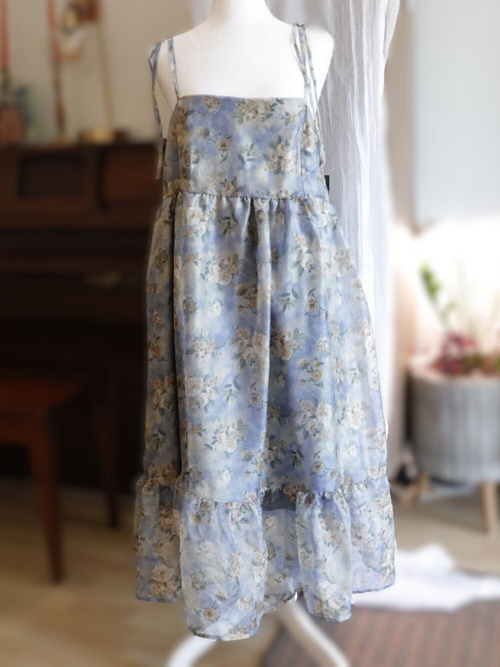 Powder-blue floral sundress, XL